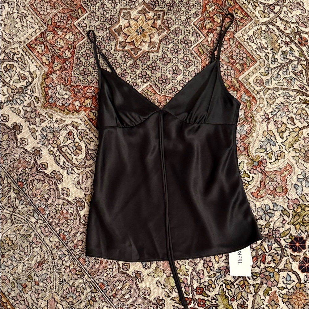 Theory petite black silk camo with adjustable straps NWT